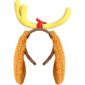 Deer Antler Headband with Dog Ears Deer Horn Headpiece Reindeer Costume Accessories Funny Party Favors Women Men