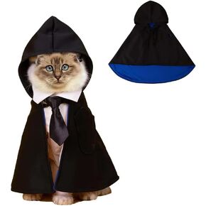 Ginkago Dog Cat Halloween Costumes Cape Pet Witch/Wizard Costume Cloak for Halloween Party Cosplay Photo Prop (Cape Only), Green M