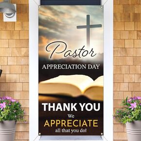 Pastor Appreciation Month Door Cover Thank You Pastor Clergy Church Decoration Photo Booth Backdrop Decor