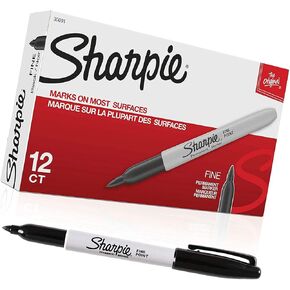 Sharpie Permanent Markers, Fine Point, 12 Ct, black - 1 Pack