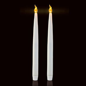 FURORA LIGHTING Silver Taper Candles, Centerpieces Decor Candles, Flameless LED Candle Lights with 6/18 Timer, Pack of 2 (Battery Operated)