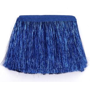 YYCRAFT Tinsel Fringe Tinsel Tassel Trim 8 Inch Wide for Karma Jacket Costume Fringe Trimming Shiny foil Effect Party Decor (10 Yards,Navy)