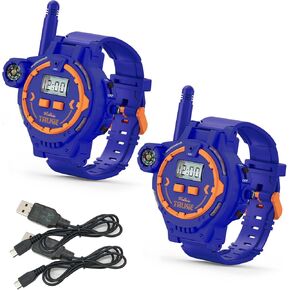 Rechargeable Walkie Talkie for Kids Two-Way Radio Walky Talky with Flashlight Children Outdoor Game Interphone Toy Game and Gifts for Boy and Girl Age 4 to 12 (Blue)