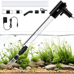 منظف ​​الحصى الكهربائي القابل لإعادة الشحن من AQQA، أدوات تنظيف خزان الأسماك لتدفق المياه قابلة للتعديل، منظف الحصى الكهربائي لحوض السمك، مضخة قوية، رمل الغسيل، مغير المياه، إزالة الأوساخ (L) in Kuwait