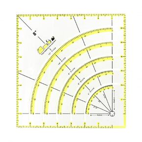 "8X 8 Arcs & Fans Quilt Circle Cutter Ruler Multifunctional Arc Cutting Patchwork Ruler,Acrylic Quilters Ruler with Double Colored Lines for Cutting Cloth Ruler Template Sewing Crafts