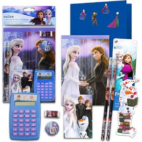 Disney Frozen School Supplies Bundle ~ 11 Pc Set Frozen Folders, Notepad, Pencils, Stickers, and More | Frozen Office Supplies Stationery