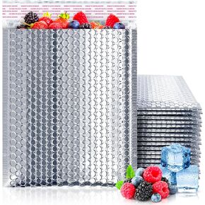 ABC Thermal Bubble Mailer, 11 x 15 Inches. Pack of 25 Metallic Bubble Mailers. Insulated Mailers for Cold Shipping. Waterproof Bubble Thermal Foil Shipping Envelopes. Cold Insulated Shipping Bags