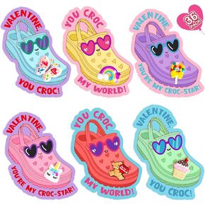 Valentines Day Cards for Kids School - Valentines Gifts for Kids - 36 Valentine Cards with Shoe Charms Bulk - Funny Valentine Exchange Card for Boys Girls Toddler Class Classroom Gift Party Favors