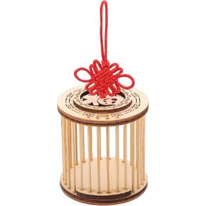 Balacoo Square Grasshopper Cage - Wooden Hanging Cricket Habitat Box with Chinese Knot, Carrying Cage for Grasshopper Crickets Kids Outdoor Toys