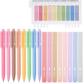Mr. Pen- Aesthetic Highlighters and Gel Pens, 16 Pack, 200 Sheets Transparent Sticky Tabs for Books, No Bleed Highlighters for Bible Pages No Bleed, Pens and Highlighters Set, Colored Gel Pens