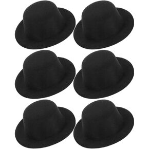STOBOK Miniature Formal Hats 6Pcs - Black Tops, Small Fabric Ornaments for DIY Crafts, Party Accessory Decoration (5.23/13.3cm Black Santa Hat)
