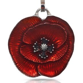 DANFORTH - Remembrance Poppy Zipper Pull (Red) – Decorative Metal Clip-on Zipper Accessory for Purse, Bag, Backpack or Jacket, Support Veterans, Military Families, Pewter, Made In USA, 7/8" Wide
