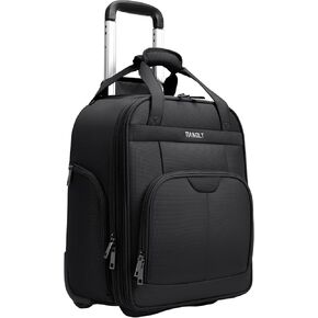 Underseat Carry on Luggage With Wheels Soft side Lightweight Business Travel Small Carry On Suitcases Bag with TSA lock for Airlines,Men and Women, Pilots and Crew,Jet Black