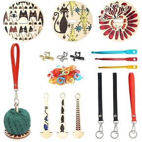 LAMHIMD 3 Pcs Wrist Yarn Holders, Wooden Yarn Ball Holders, Portable Yarn Holders with Leather Wristband for Crocheting, Yarn Spinners are Gift for Crochet Lover