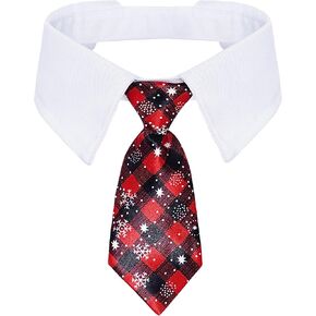 Christmas Dog Neck Tie Adjustable Christmas Dog Necktie Red Plaid Christmas Tie