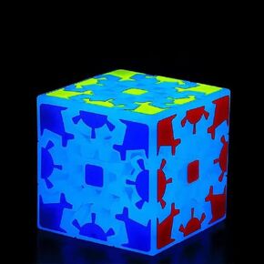 3x3 Fluorescent Speed Cube Glow in Dark Magic Speed Cube 3-D Brain Teasers IQ Puzzles for Kids and Adults (Gear Fluorescent)