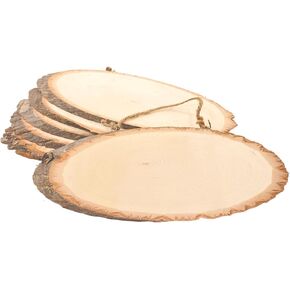 6 Pack 13 Inch Oval Wood Slice Basswood Plaque Hanging Signs for Burning Painting Crafts
