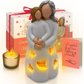 Gifts for Mom from Daughter - Candle Holder Statue W/Flickering LED Candle by OakiWay - Cool Moms Birthday Gift Ideas, Christmas, Mothers Day, Unique Daughters Gifts, Happy Bday (Dark)