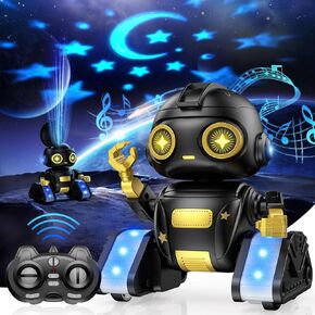 Robot Toys for Kids,RC Robot with Gesture Sensing & LED Eyes,Star Projector and Music,Easter Gifts for 6+ Years Girls(Pink)