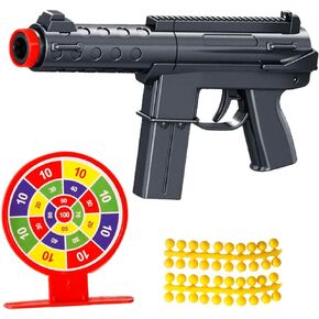 zonzxcv Mini Soft Bullet Gun Fidget Gun Toy with Target Plastic Toy Gun Fake Gun Shooting Game Education Prop Gun Mini Gun Realistic Nerf Guns (TEC-9)