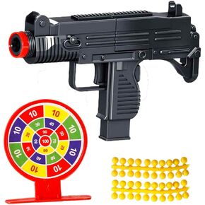 zonzxcv Mini Soft Bullet Gun Fidget Gun Toy with Target Plastic Toy Gun Fake Gun Shooting Game Education Prop Gun Mini Gun Realistic Nerf Guns (TEC-9)