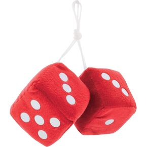United Pacific C5038B 3"x 3" Classic Hanging Fuzzy Dice, Soft & Fuzzy Hanging Mirror Dice, Decorative Hanging Fuzzy Dice – Blue/White Dots – ONE Pair
