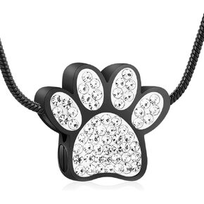 Paw Print Urn Necklace for Ashes, Cremation Jewelry for Ashes Urn Necklace Keepsake Jewelry for Pet/Dog's/Cat's Ashes Pendant Memorial Gifts for Man/Women…