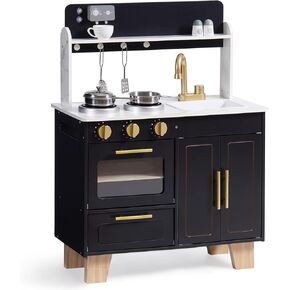 ROBOTIME Play Kitchen for Kids, Wooden Kids Play Kitchen Playset, Toddler Kitchen Pretend Play Set with Marble-Style Countertop, Modern Toy Kitchen for Girls and Boys Ages 3+