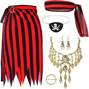 Womens Pirate Costume, Pirate Costume Accessories for Women Pirate Accessories Pirate Outfit Women Pirate Accessories with Pirate Skirt Pirate Head Scarf Pirate Necklace for Holloween