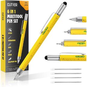 Cool Pen Gifts for Men, 6-in-1 Multi Tool Tech Pen Gadgets Tools for Men, Personalized Gifts for Dad or Him, Funny Gift for Christmas, Father's Day Valentines or Birthdays Gifts (Yellow) in Saudi Arabia