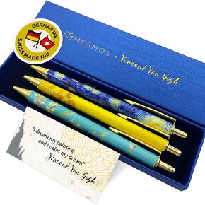 MESMOS Van Gogh Fancy Pen Set - Inspirational Gifts for Women, Office Motivational Writing Pens for Boss Lady, Congratulations Gifts, Unique Click Pens for Servers and Promotions