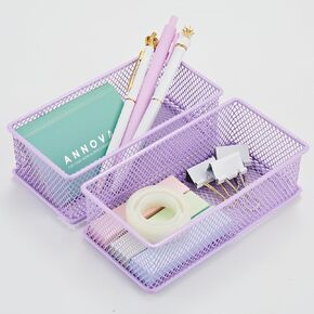 Annova Mesh Stackable Drawer Cabinet and Shelf Organizer Bins Storage Basket School Office Supply Holder Tray- Set of 2 (Black, 3x3x2 Inch)