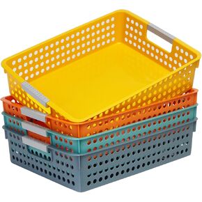 Soddeph A4 Paper Trays for Classroom with Grip Handles,Book Baskets for Library, Drawers, Office, Home,Desk,Turn in Trays Classroom Plastic Storage Baskets