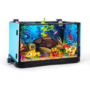 SEMKY Fish Tank Turtle Building Blocks Set with LED Lights, (753Pieces) Creative Sea Animal Model Gifts for Kid and Adult