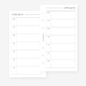 Personal Undated Weekly No.10 Horizontal Blank Week on One Page Planner Insert for Filofax Personal, LV MM agenda refill 6 hole 3.75 x 6.75