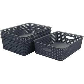 4-Pack Plastic Storage Tray, Office Paper Storage Tray