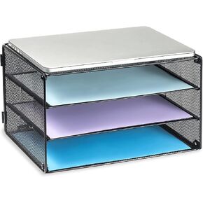 DALTACK 3 Tier Letter Tray Paper Organizer Mesh Metal Desk File Organizer for Home & Office, Black in Kuwait