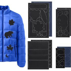 8 Sheets Down Jacket Repair Patches, 8 x 4 Inch Self Adhesive Nylon for Puffer Jacket Repair Tape with Patterns Washable Fabric Repair Patch Kit for Outerwear Clothing Sewing Bags Backpacks (Black)