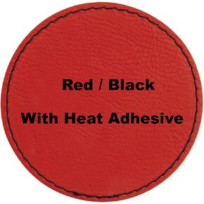 2 1/2" Blank Round Laserable Leatherette Patch with Adhesive, 25 Pack - Blank Hat Patches, Glowforge Laser Supplies, CO2 Laser Supply, Faux Leather, (Red/Black)