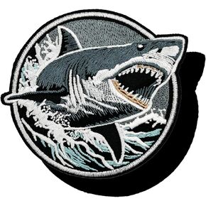 4" Great White Shark Embroidered Hook and Loop Patch