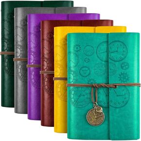 12 Pack Leather Journal, Travel Journal Pack, Vintage Journal for Women Men, Leather Bound Journal for Writing, Refillable Journal Diary with Lined Page for Girls Boys Gift, 5" x 7" (A6, 12 Colors)