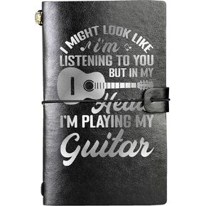 InnoBeta Guitar gifts Embossed Journal Notebook, for Music Lovers, musicians, teachers, men on Christmas, Birthday, Travel Diary, Lined Planner, 7x5 Inches - Black
