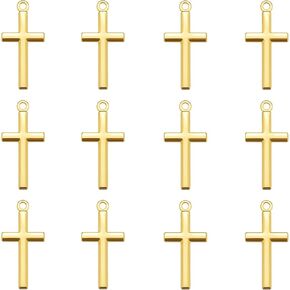 100 Pieces Metal Smooth Surface Pocket Small Cross Charms Bulk Crucifix Pendants Beads for Men and Women DIY Keychain Religious Bracelets Necklace Jewelry Making Crafting Supplies