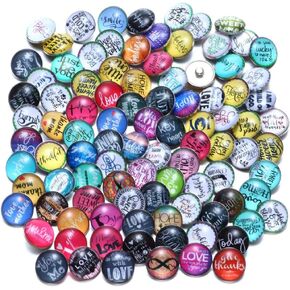 20 PCS Jewelry Charms, Interchangeable Charms for Necklace, Bracelet - Glass Snap Buttons