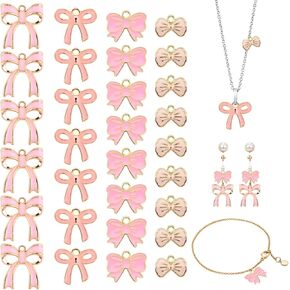 40pcs Enamel Bowknot Charms,4 Styles Cute Bowknot Charms Bow Tie Pendants,Bowknot Alloy Enamel Charms, for Necklace Bowknot Bracelet Jewelry Making DIY Crafting Supplies