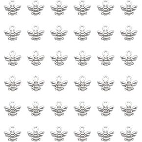 50 Pcs Bee Charms Metal Small 1.1 x 1 x 0.3 cm Cute Honeybee Alloy Pendant for Women DIY Jewelry Making Necklace Bracelets Earring Keychain Key Rings Bookmark Supplies
