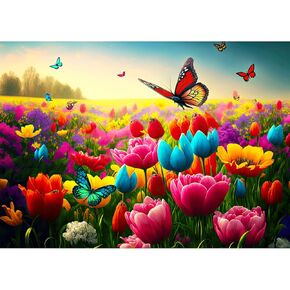 HUADADA Jigsaw Puzzles for Adults 1000 Piece Jigsaw Puzzles for Adults Challenging Game Butterfly Puzzle with Letters on Back（Butterfly and Flower）