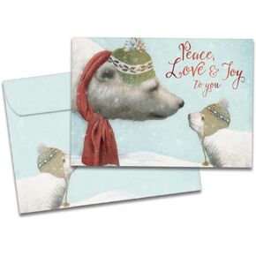 Tree-Free Greetings - Season's Greeting Cards - Artful Designs - 10 Cards + Matching Envelopes - Made in USA - 100% Recycled Paper - 5 x 7 - Peace Love Joy (HB93539)