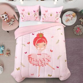 Heritage Kids Prima Ballerina All Season Machine Washable Alternative Pink Ultra Soft Lightweight Microfiber Comforter Set, Twin