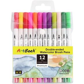 ArtBeek 120 Colors Watercolor Pens, Brush Markers with Fine & Brush Tip for Lettering, Drawing, Journaling, Note taking, Writing Books Bullet Journals Planners
